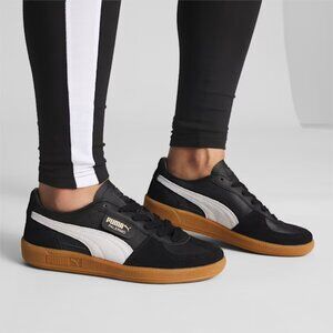 Puma Palermo Women's Leather Sneakers NIB - sz. 10 - Black-Feather Gray-Gum